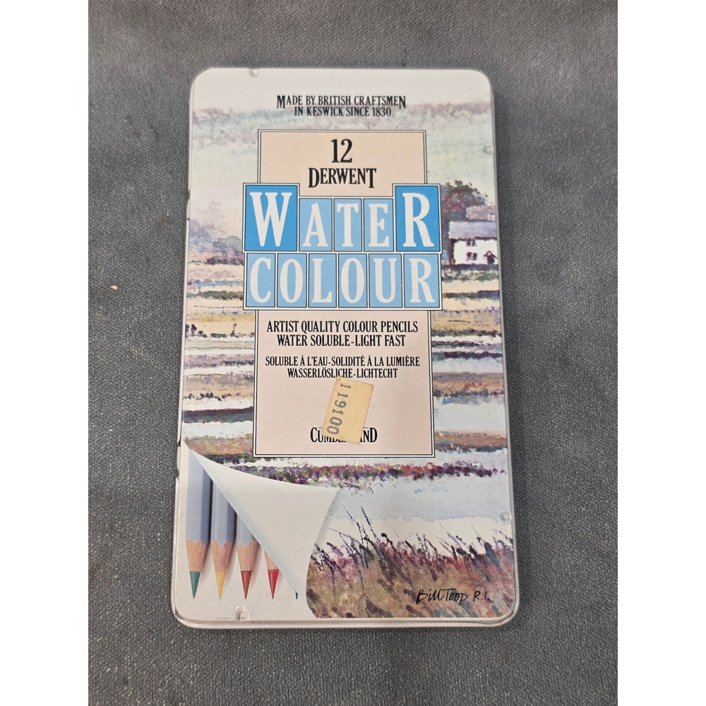 Derwent Water Colour Pencils 12 Piece Set Artist Quality Tin Bill Toop RI